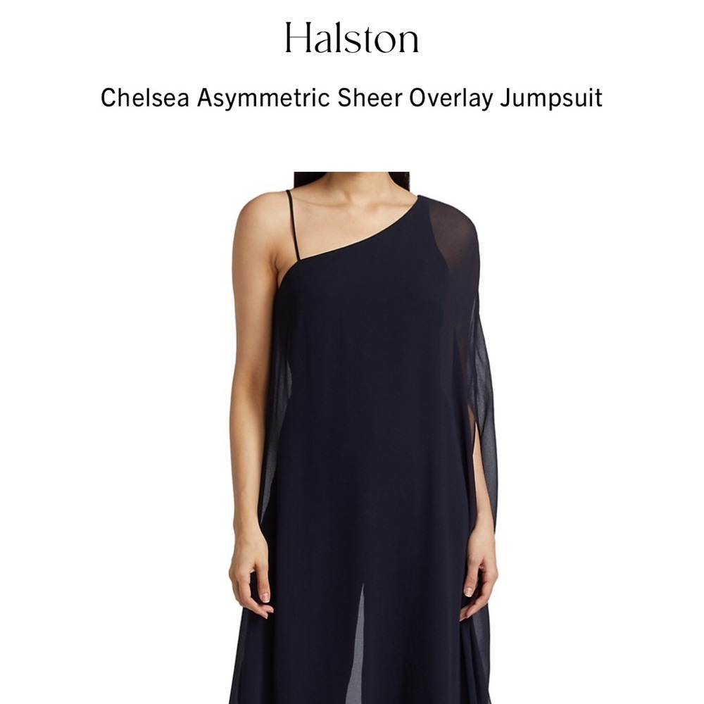New Halston chiffon jumpsuit draped dress